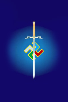 Стилизованный символ свастики с мечом